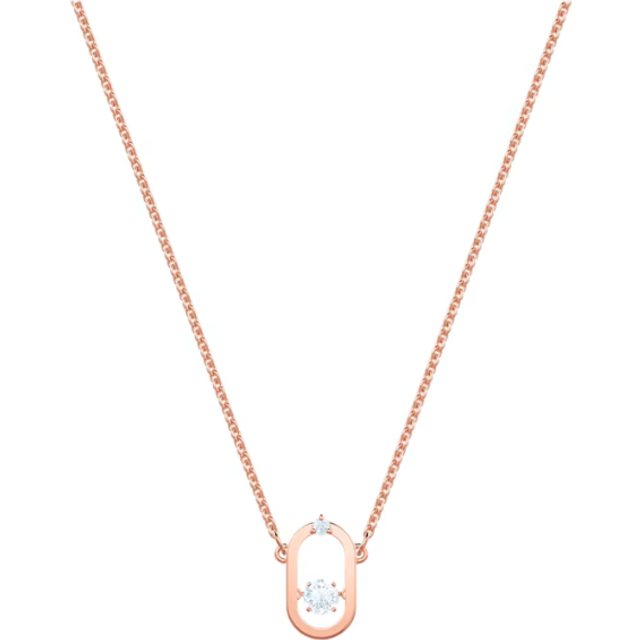 Swarovski Sparkling Dance necklace, Round cut, Oval shape, White, Rose gold-tone plated - OS
