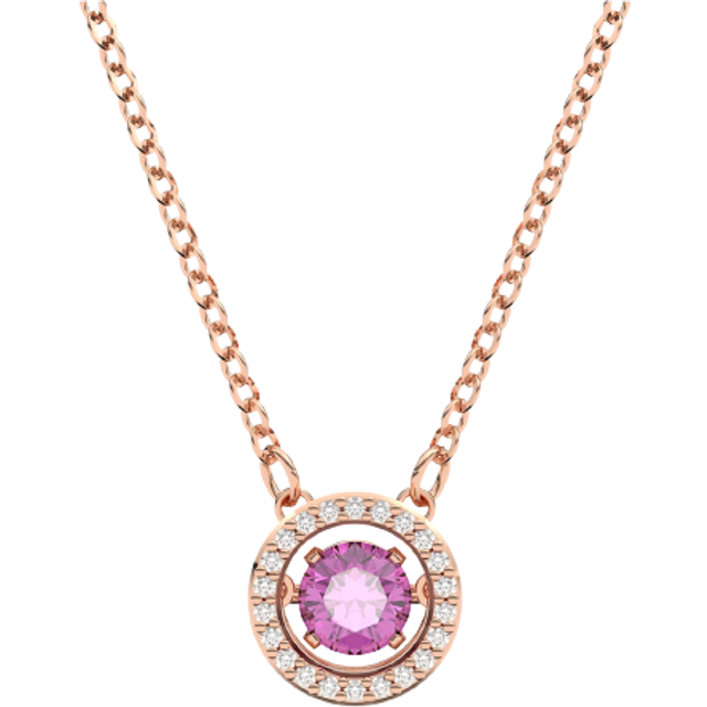 Una pendant, Round cut, Long, Purple, Rose gold-tone plated - OS