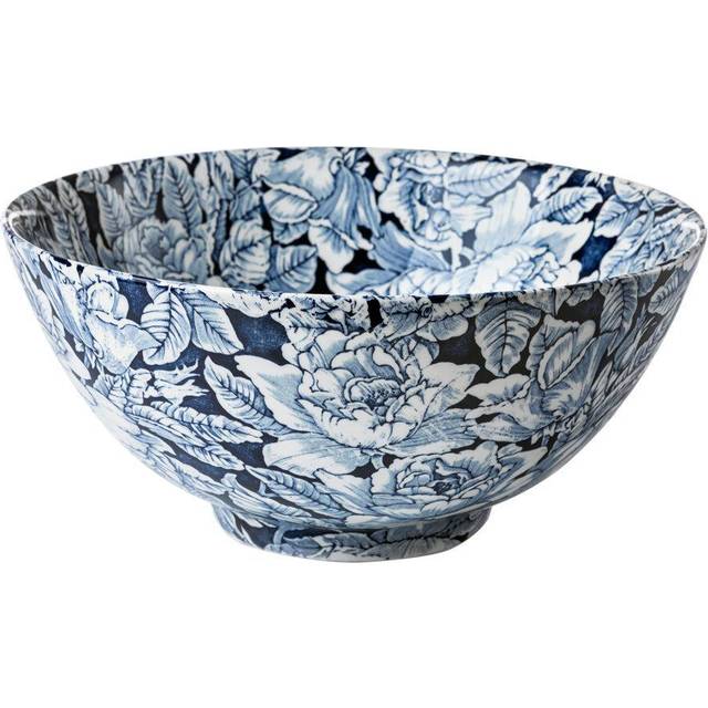 Ink Blue Hibiscus Large Footed Bowl