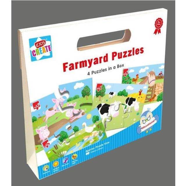 Farmyard Puzzles 4 Jigsaw Puzzles In A Box 4-6-8 &amp; 12 Pieces Cows Pigs Horse Ducks