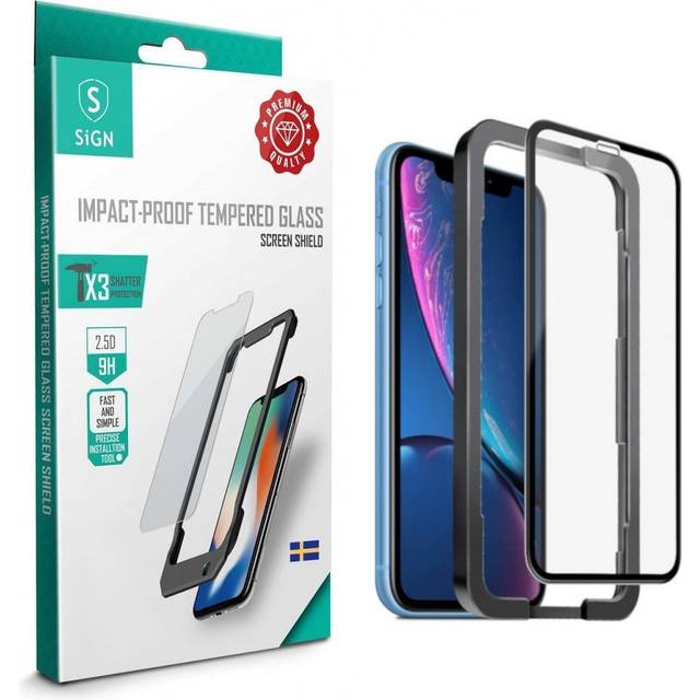 SiGN Skärmskydd i Härdat Glas för iPhone 11 & XR + Monteringsram