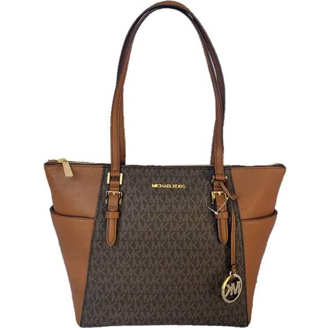 Michael Kors Women's Charlotte Handbag Tote with MK Logo Charm Women - Brown Tote Bags - Size: ONE size