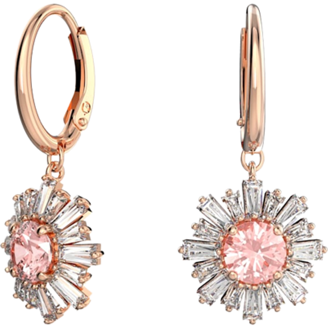 Idyllia drop earrings, Mixed cuts, Sun, Pink, Rose gold-tone plated - OS
