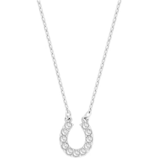 Towards necklace, Horseshoe, White, Rhodium plated