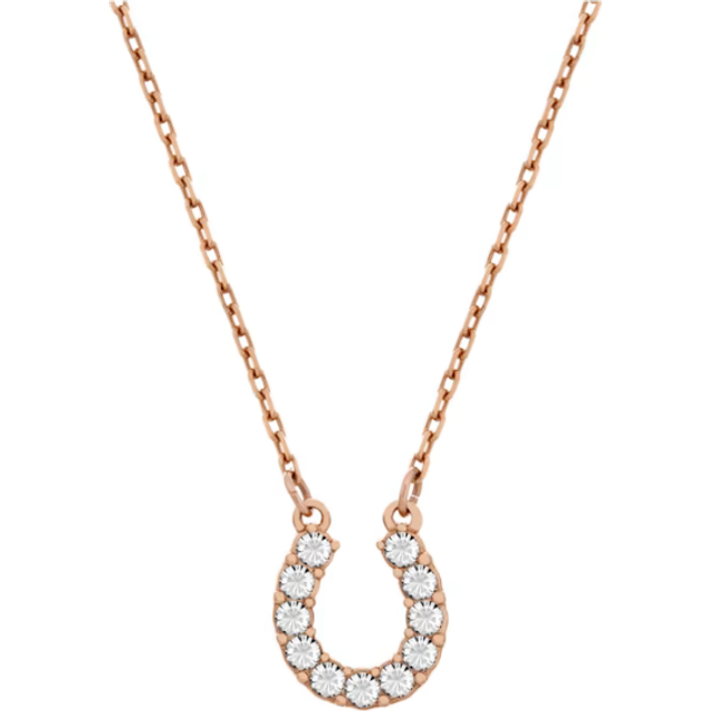 Towards necklace, Horseshoe, White, Rose gold-tone plated