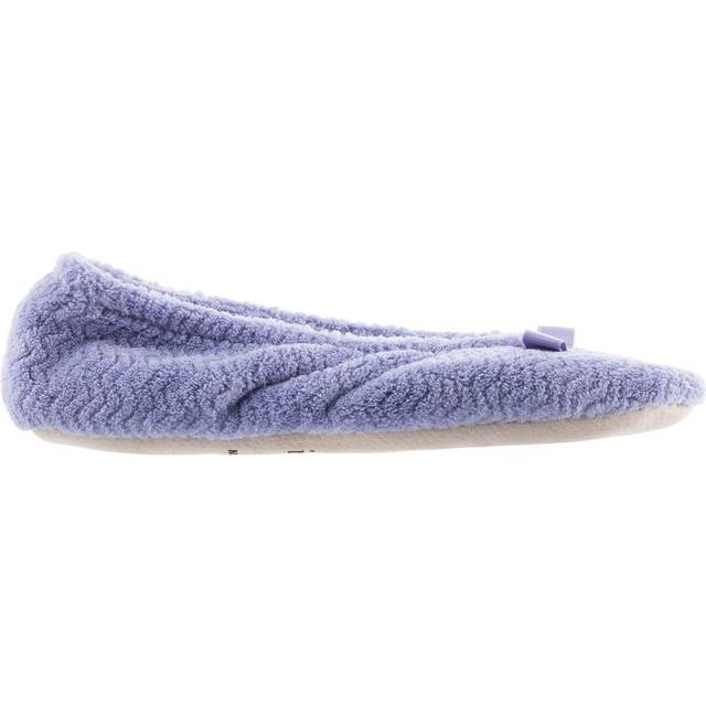 Isotoner Women's Chevron Microterry Ballerina Slipper - Periwinkle XL (XL)
