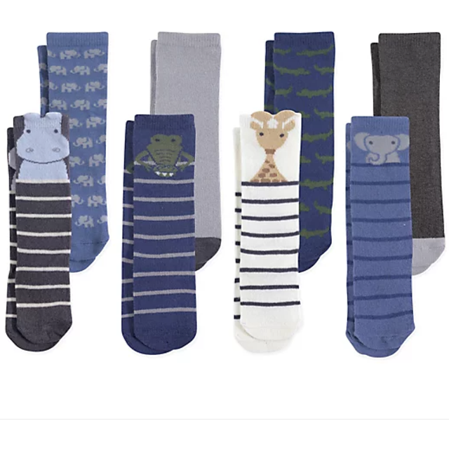 Hudson Baby baby girls Cotton Rich Knee-high Casual Socks  Safari Boy