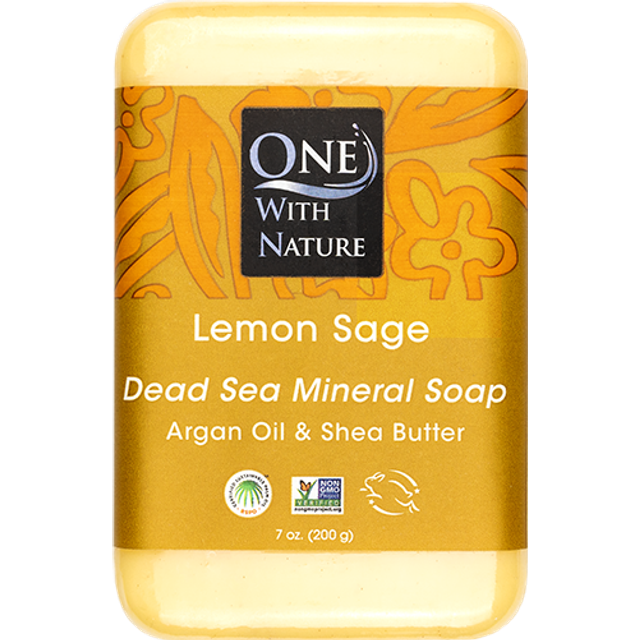 One with Nature  Dead Sea Mineral Soap Bar  Lemon Sage  7 oz (198 g)