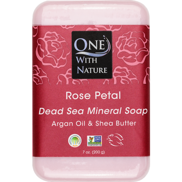 One With Nature Dead Sea Mineral Bar Soap Rose Petal 7 oz