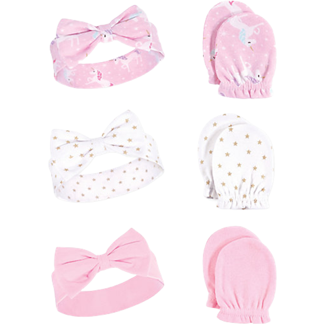 Hudson Baby Unisex Baby Cotton Headband and Scratch Mitten Set, Unicorn, 0-6 Months