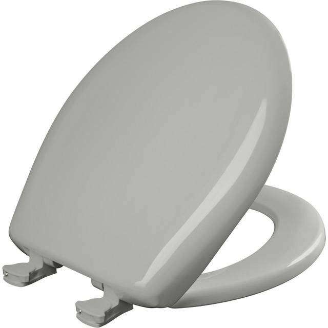 Bemis Classic Colors Slow Close Toilet Seat  Easy Clean Hinges and Durable Plastic Seat  Round  Ice Grey