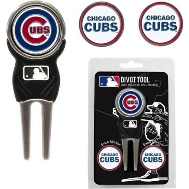 Team Golf MLB Chicago Cubs Divot Tool with 3 Golf Ball Markers Pack, Markers are Removable Magnetic Double-Sided Enamel