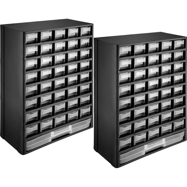 Tectake - Storage Bins Rack Set of 2 - large and medium compartments, suitable for wall mounting - small storage boxes, small plastic storage boxes,