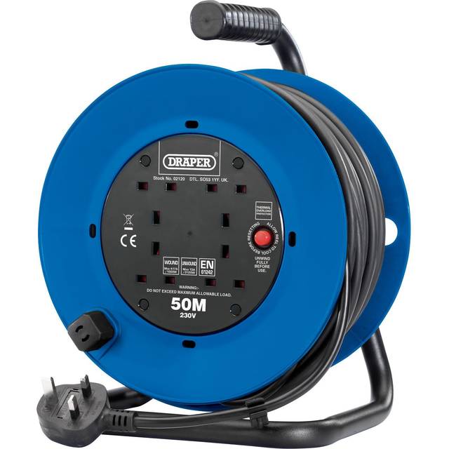 230V Four Socket Industrial Cable Reel, 50m