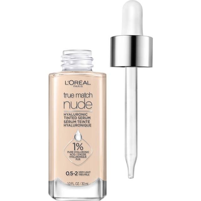 L'Oreal Paris True Match Hyaluronic Tinted Serum Foundation Makeup, Very Light 0.5-2, 1 fl. oz