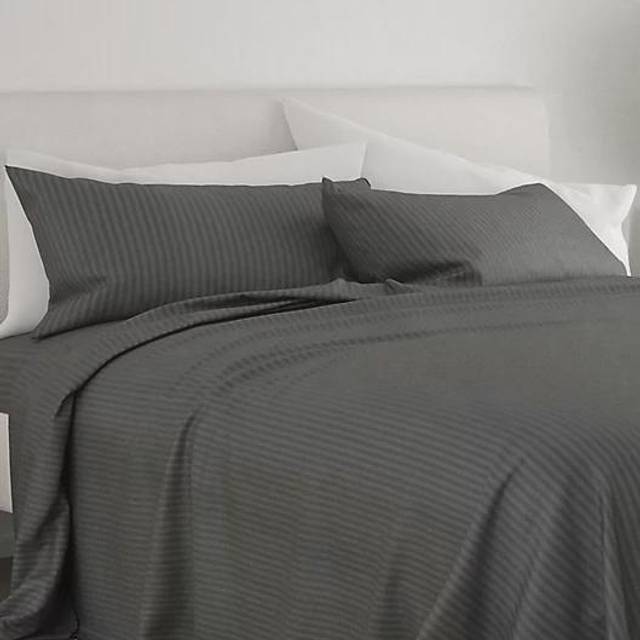 ienjoy Home Embossed 4 Piece Sheet Set  King  Stripe Gray