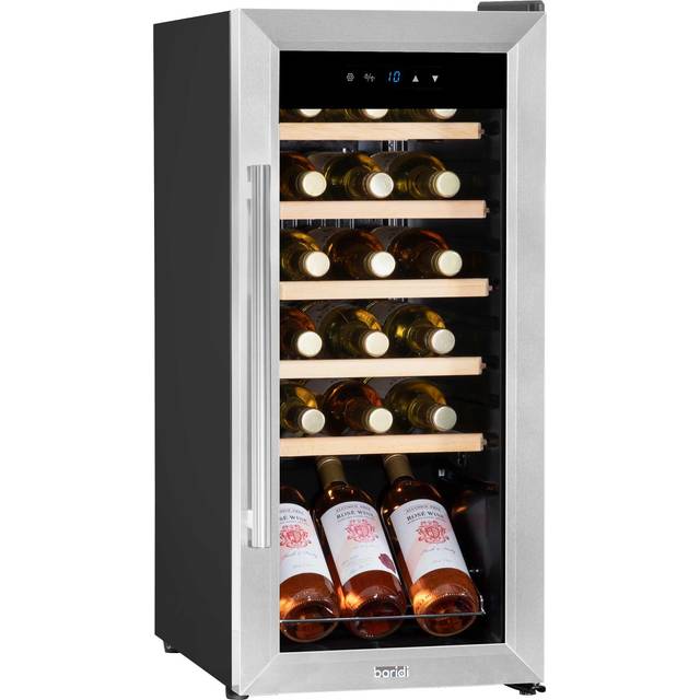 Baridi 18 Bottle Wine Fridge with Digital Touch Screen Controls & LED Light, Stainless Steel - DH29