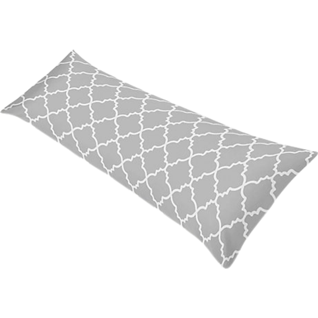 Sweet Jojo Designs Gray and White Trellis Full Length Double Zippered Body Pillow Case Cover