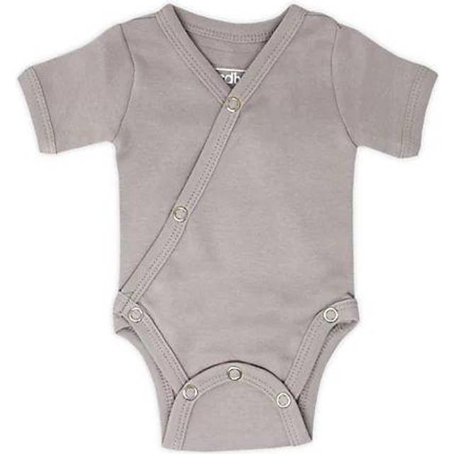 Organic Short-Sleeve Kimono Bodysuit in Light Gray