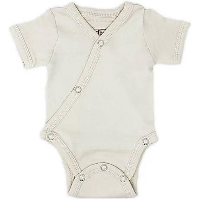 Organic Short-Sleeve Kimono Bodysuit in Stone