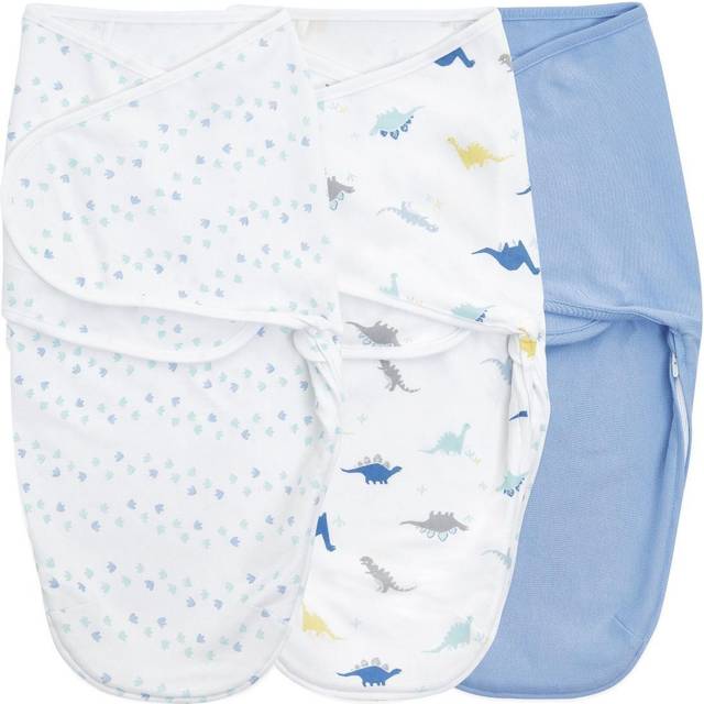 aden + anais essentials Easy Swaddle™ wrap, babyryggsäck för enkel puckning, skötfilt av 100% bomull för nyfödda, 4–6 månader, 1,0 tog, 3-pack, dino-rama