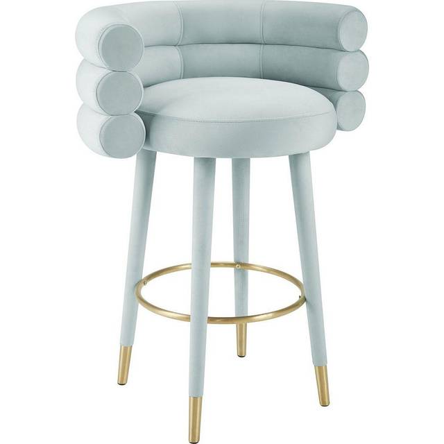 Betty Counter Stool - Stainless Steel/Velvet/Wood - L57.9 x W68.8 x H82.8 cm - Grey