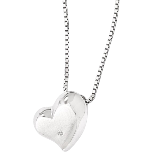 White Ice QW304-18 18 in. Sterling Silver Diamond Heart Necklace - Polished