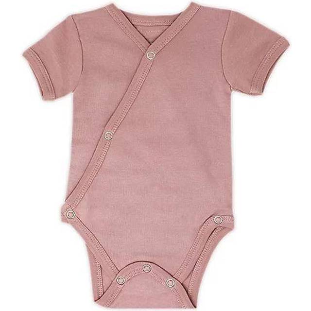 Organic Short-Sleeve Kimono Bodysuit in Mauve