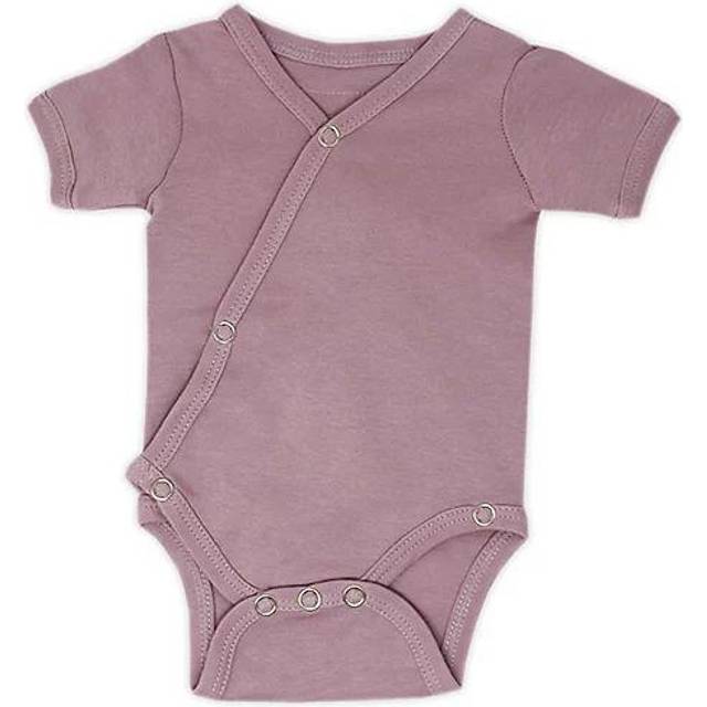 Organic Short-Sleeve Kimono Bodysuit in Lavender
