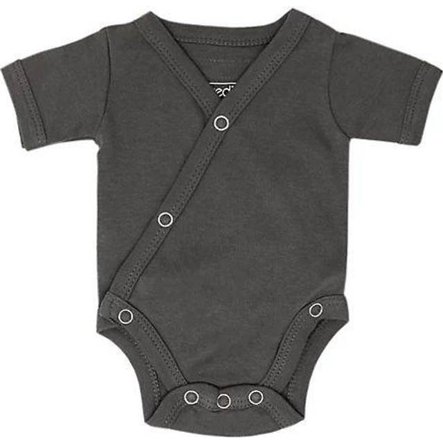 Organic Short-Sleeve Kimono Bodysuit in Gray