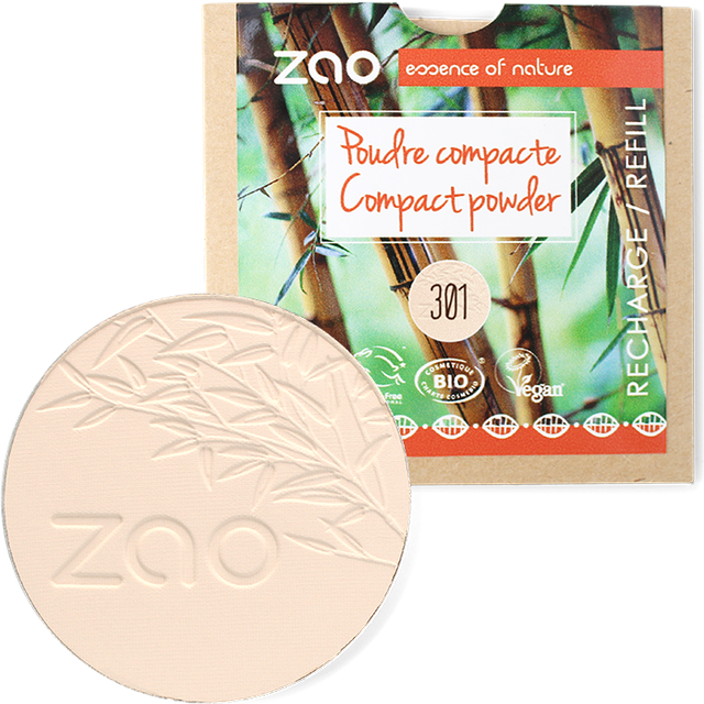 ZAO Økologisk Compact Powder, 301 Ivory, Refill, 9 g