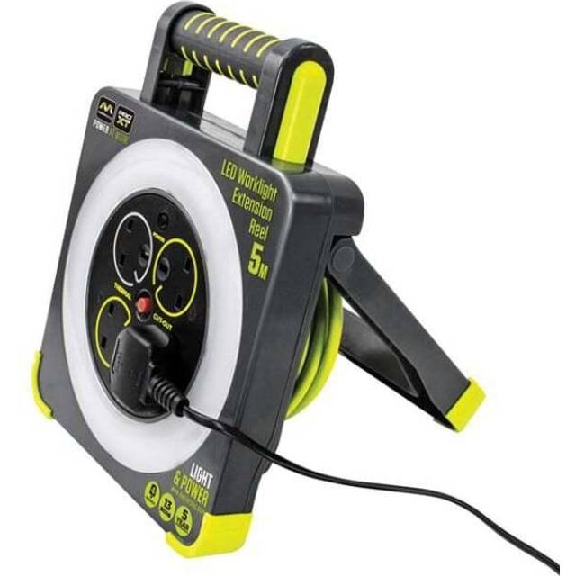 Masterplug WLU05134SL-PX Pro-XT Four Socket LED Work Light Extension Reel with Fold Out Stand, Thermal Cut Out and Power Switch, 5 metre High