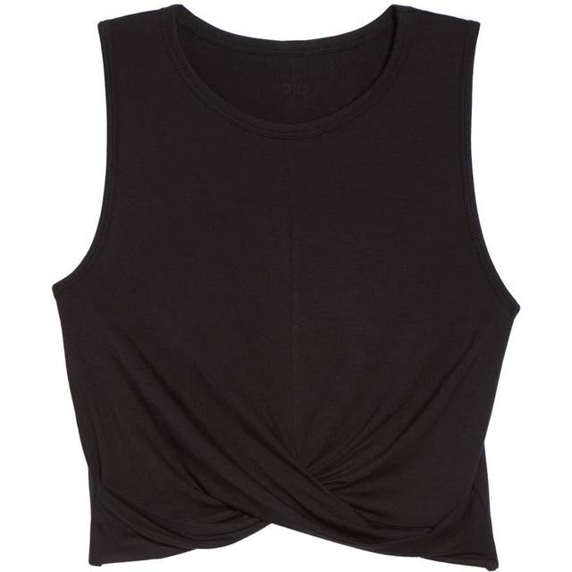Alo Yoga Womens Black Cover Scoop-neck Stretch-woven Top Xs - BLACK
