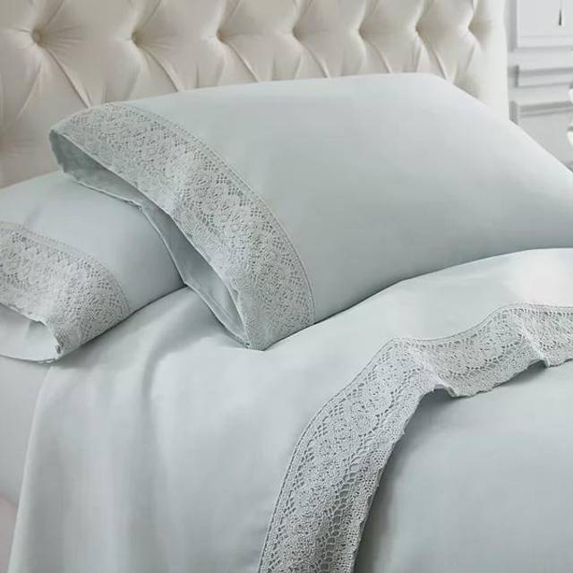 Modern Threads Soft Microfiber Crochet Lace Sheets - Luxurious Microfiber Bed Sheets - Includes Flat Sheet  Fitted Sheet with Deep Pockets  & Pillowca
