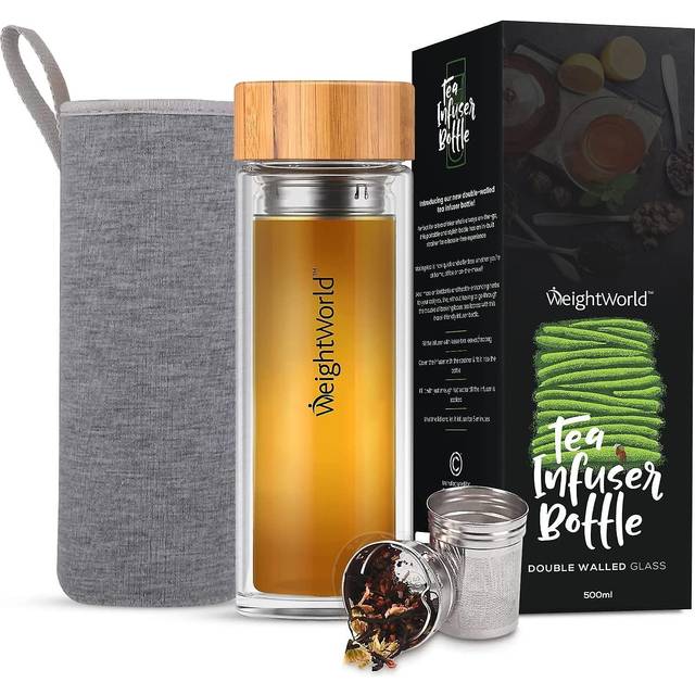 Tea infuser Bottle - 500ml Tumbler for Tea & Coffee Lovers - Reusable Glass Travel Mug For Matcha, Loose Leaf Tea, Green Tea & Fruit Infusion