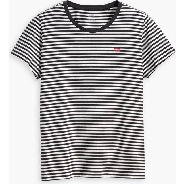 Striped Cotton T-Shirt with Chest Logo - black striped - XL
