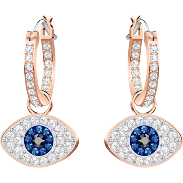 SWAROVSKI Unisex Symbolic Evil Eye Hoop Pierced Earrings, Rose-gold Tone 5425857