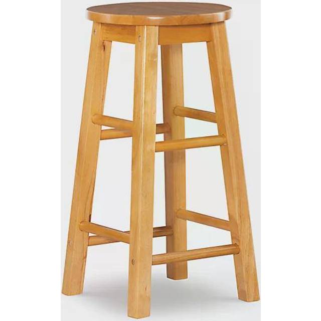 Linon Natural Barstool with Round Seat  24-Inch