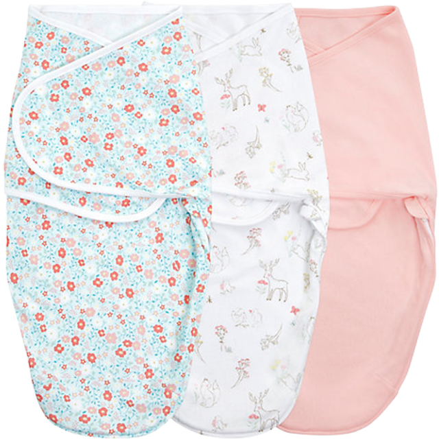 Aden + Anais Pack of 3 Essential Easy Swaddle Wrap 1.0 TOG 0-3 Months - Fairy Tale Flowers (23-19-385)