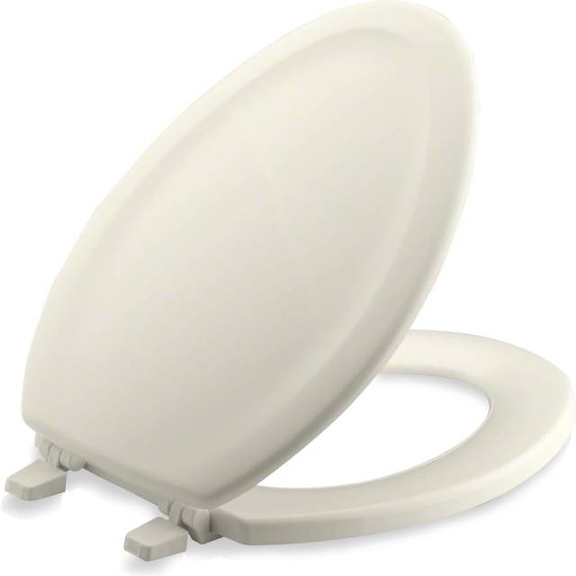 KOHLER 4647-96 Stonewood Toilet Seat Elongated Wood Toilet Seat  Elongated Toilet Seat for Standard Toilets  Toilet Lid  Biscuit