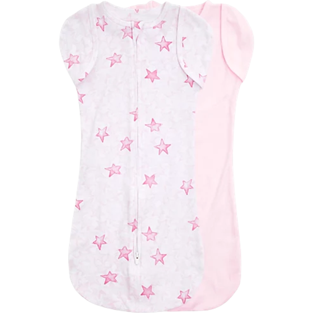 aden + anais essentials easy snug swaddle armless sleeping bag for newborns 0-3 months twinkling stars pink 2 pack