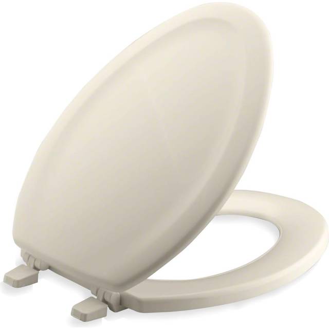 Kohler K-4647-47 Stonewood Molded-Wood with Color-Matched Plastic Hinges Elongated Toilet Seat  Almond