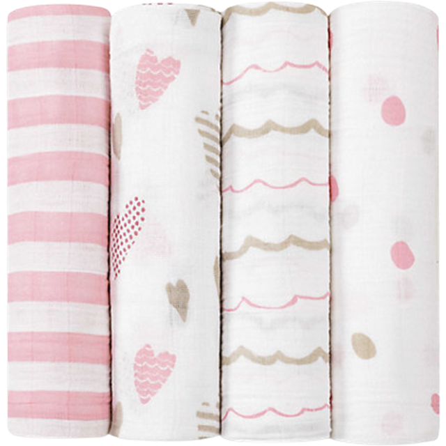 aden anais swaddle gauze baby genuine product aden anais swaddle set of 4 heart breaker muslin 120 x 120cm Aiden and anai swaddle baby newborn 2045 +