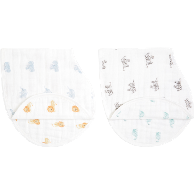 Aden + Anais Pack of 2 Burpy Bibs Organic Cotton Muslin - Animal Kingdom (23-19-102)