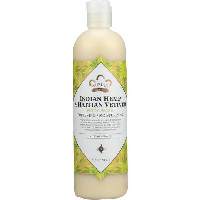 Nubian Heritage Cruelty-Free Indian Hemp & Haitian Vetiver Body Wash Cleanser with Shea Butter 13 fl oz