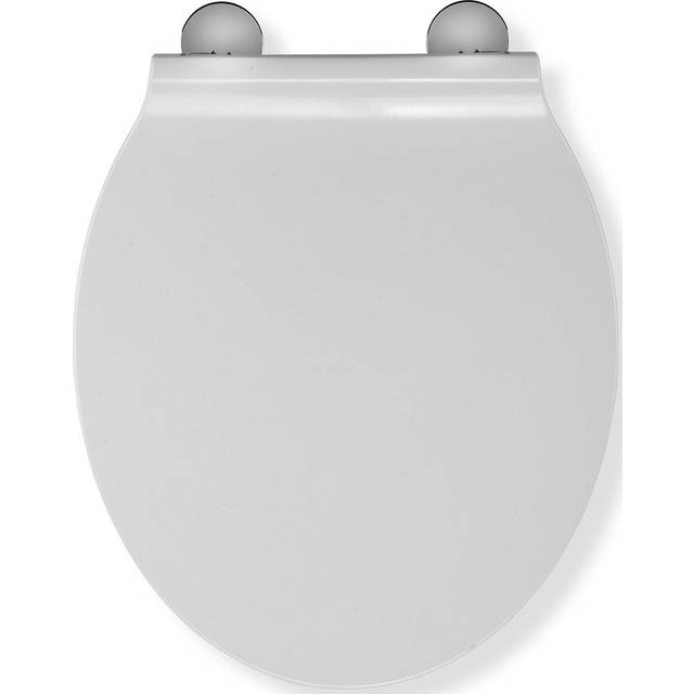 Victoria Flexi-Fix Slim Line White Toilet Seat - Durable Thermoset Plastic with Adjustable Hinges, Rust Free Chrome Plated Hinge Covers and an Antibac (4.5cm H X 37cm W X 42.5cm D)