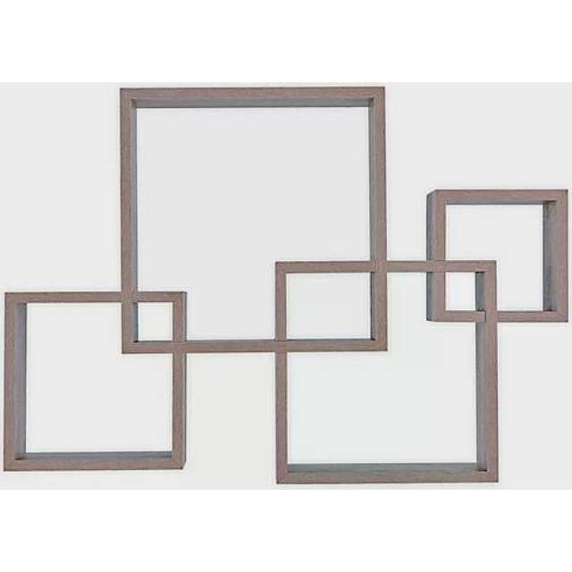 Danya B. Decorative Wall Mount Floating Intersecting Cube Accent Wall Shelf (Espresso)