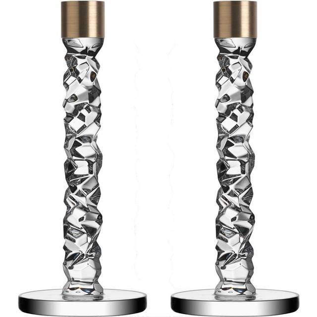 Orrefors Carat Large Clear Candlesticks, Set of 2