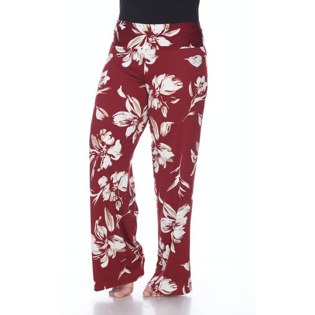 White Mark PS550-94-3X Women Plus Size Printed Palazzo Comfortable Pants, Gray - 3XL
