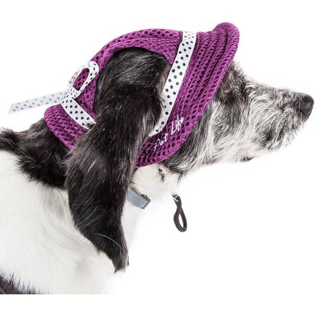 Pet Life HT10BLMD Sea Spot Sun UV Protectant Adjustable Fashion Mesh Brimmed Dog Hat Cap, Blue - Medium